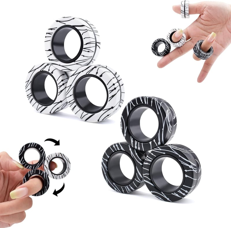 Magnetic Fidget Ring Set for Stress Relief - Gifts for Kids 8+