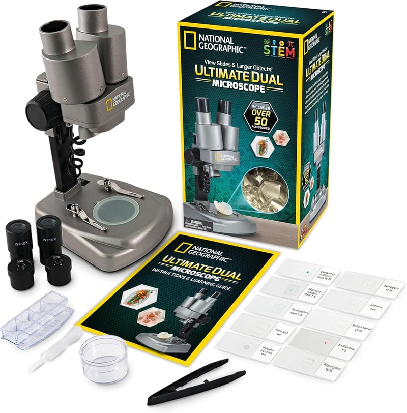 Kids Microscope Science Kit with 10 Slides for Ages 8-12