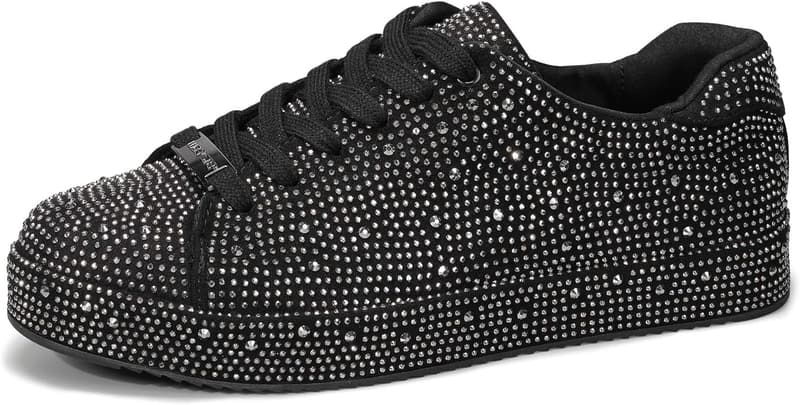 Bling Rhinestone Platform Sneakers for Women - Stylish Wedding Shoes