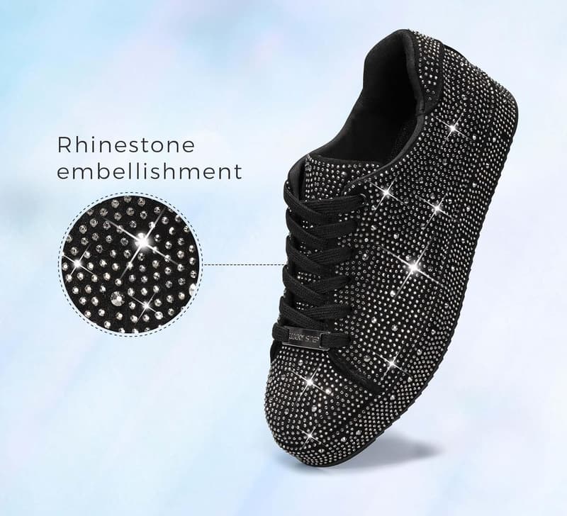 Bling Rhinestone Platform Sneakers for Women - Stylish Wedding Shoes
