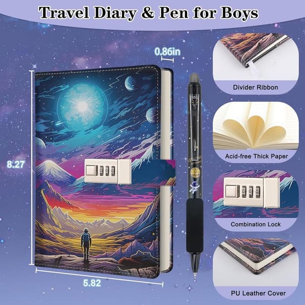 Adventure Journal with Lock for Boys Age 8-18