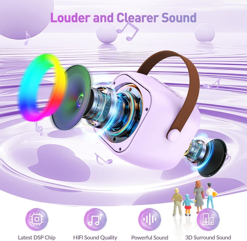 Portable Karaoke Machine with Bluetooth and Microphone for Kids