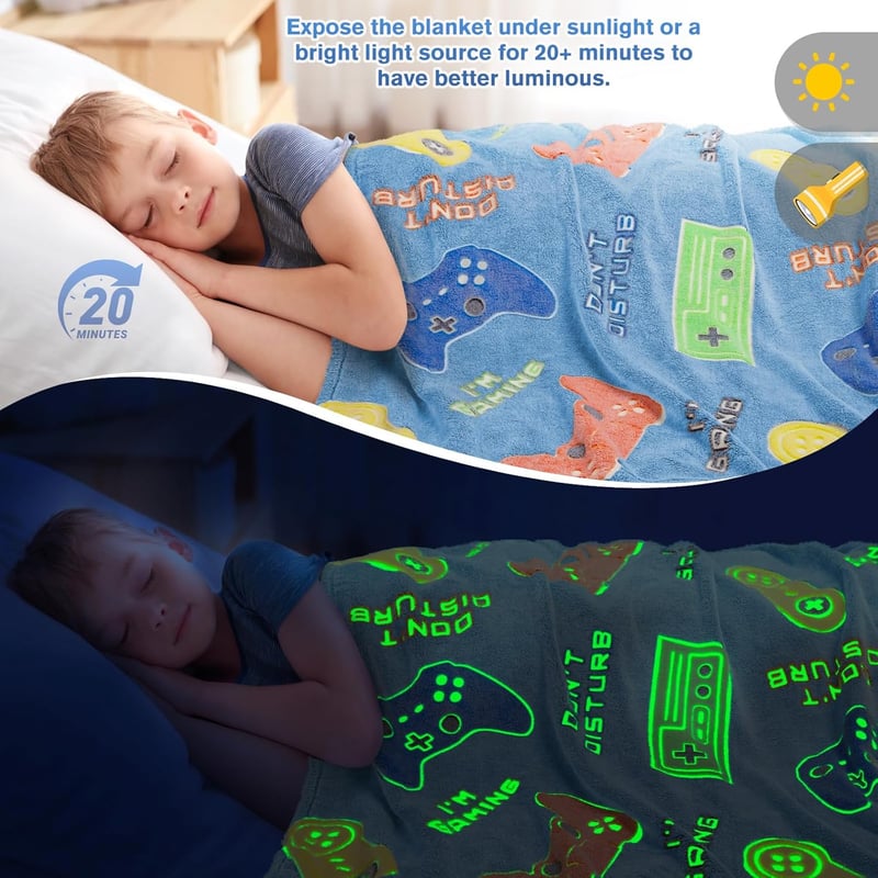 Glow in the Dark Gaming Blanket for Boys - 50