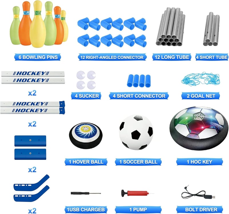 Indoor/Outdoor 3-in-1 Hover Soccer Ball Set with LED Lights