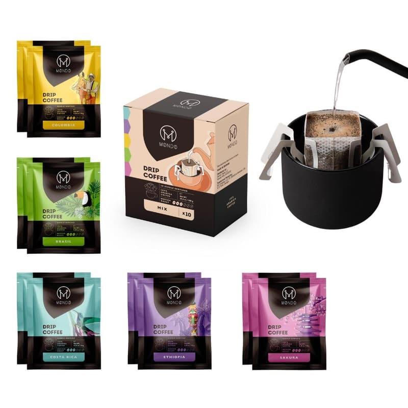 Mondo Drip Coffee Mix - 10-Pack, Medium Roast Arabica Filters