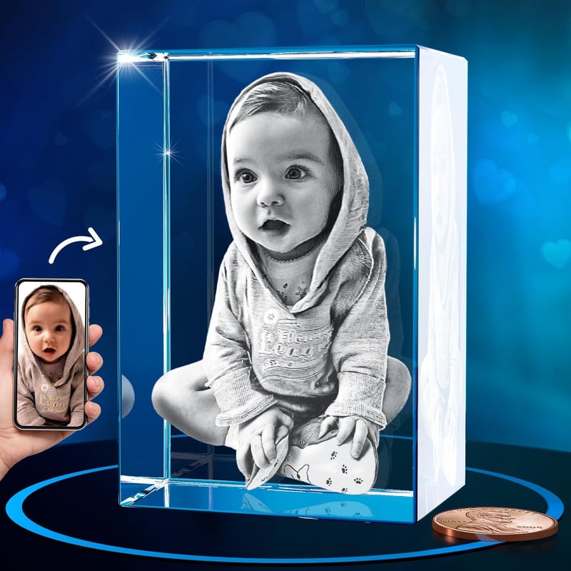 Personalized 3D Crystal Photo Gift for Dad or Couples