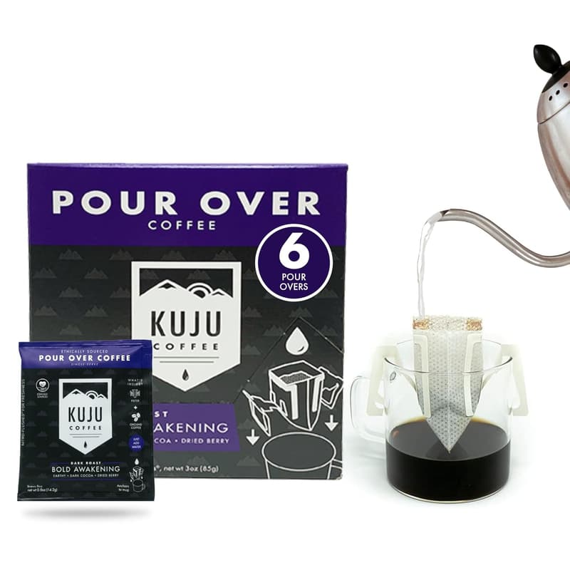 Premium Dark Roast Pour-Over Coffee Singles - 6 Pack for Camping