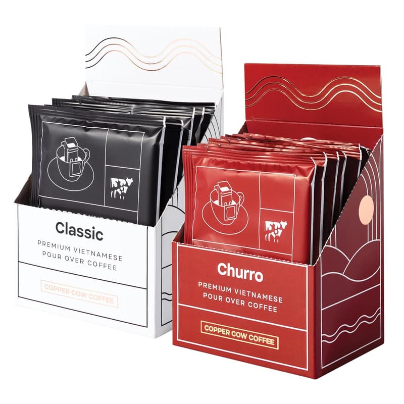 Vietnamese Dark Roast Coffee Singles - Classic Black, Churro