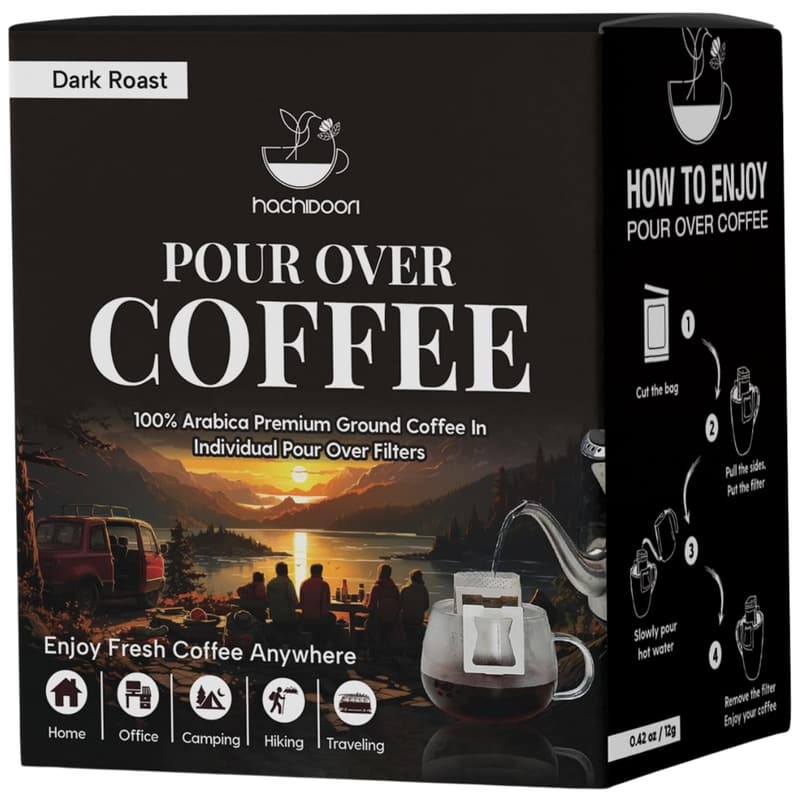 Portable Pour Over Coffee Maker with 7 Brew Packs for Travel