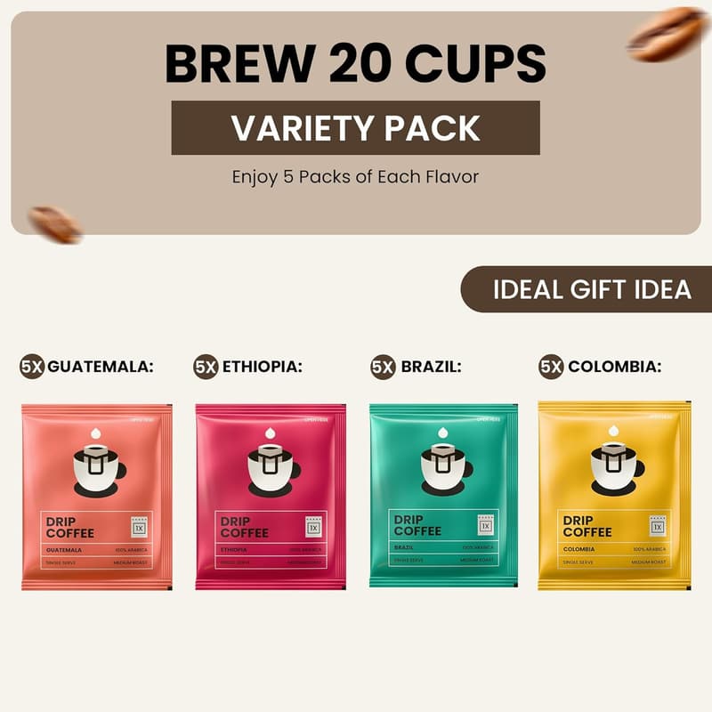 USDA Organic Single Serve Drip Coffee Mix Variety Pack