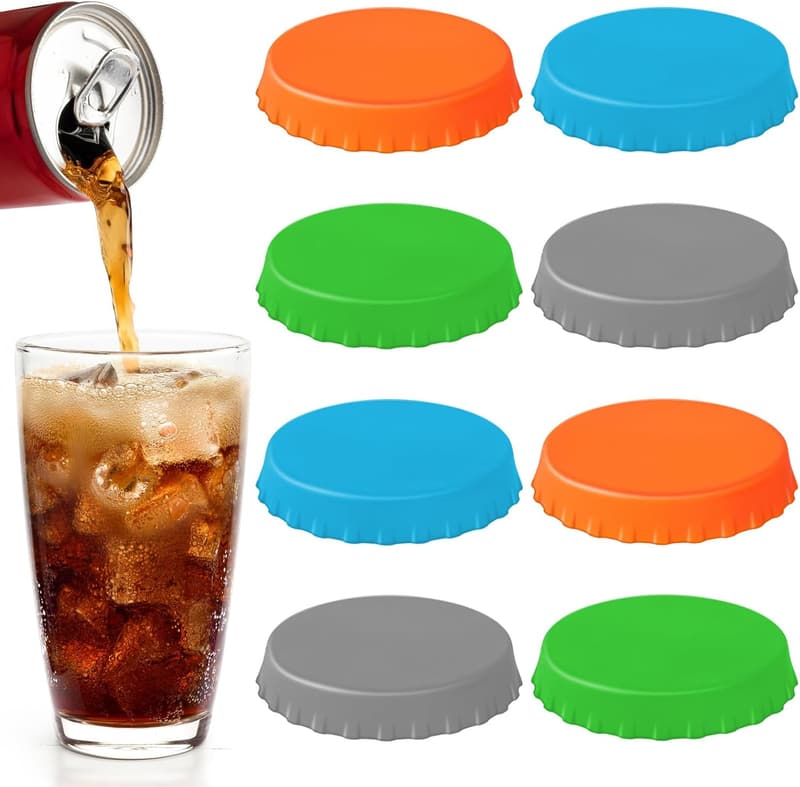 Reusable Silicone Soda Can Lids - 8 Pack for Carbonation