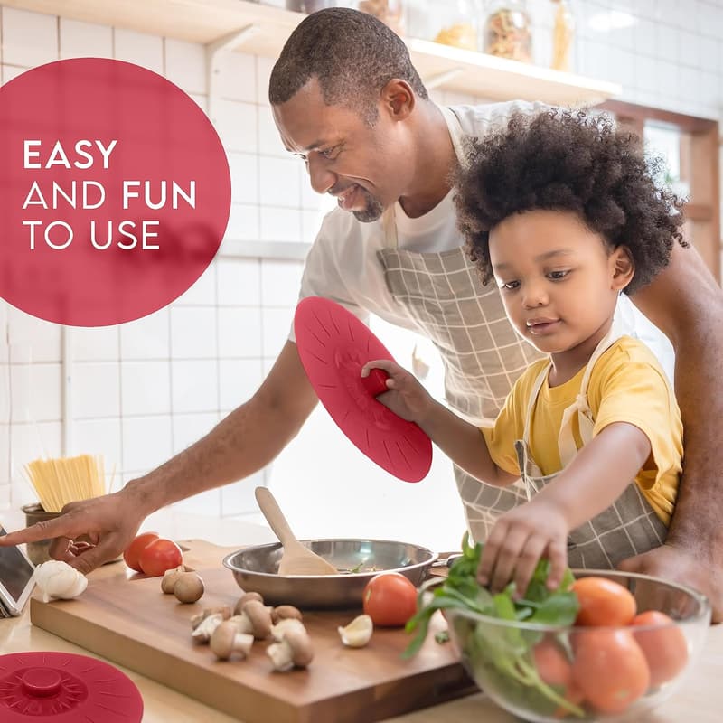 Reusable Silicone Bowl Lids Set of 5 - Food Safe Suction Covers