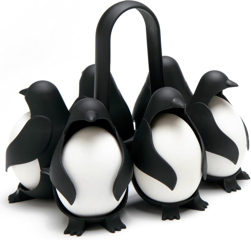 Penguin-Shaped 3-in-1 Egg Holder for Cooking and Storage