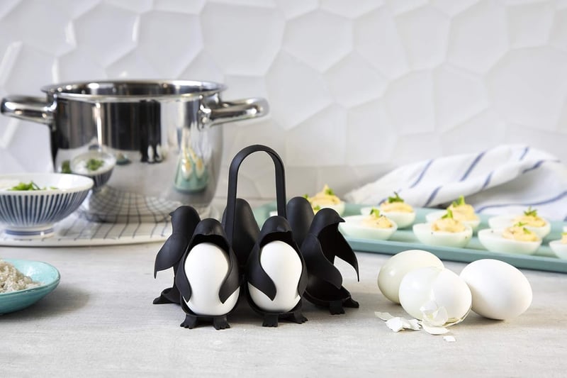 Penguin-Shaped 3-in-1 Egg Holder for Cooking and Storage