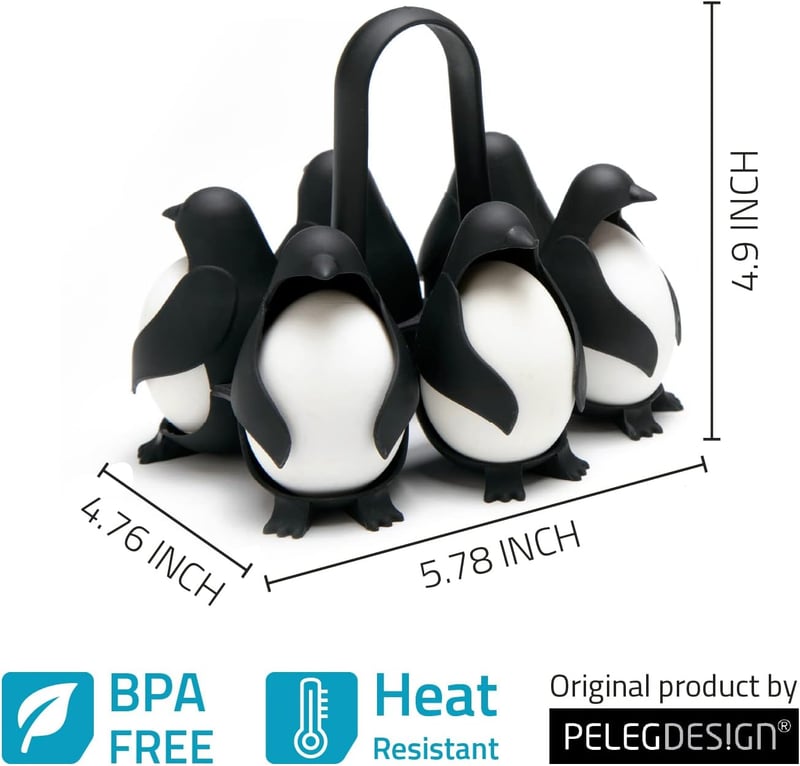 Penguin-Shaped 3-in-1 Egg Holder for Cooking and Storage