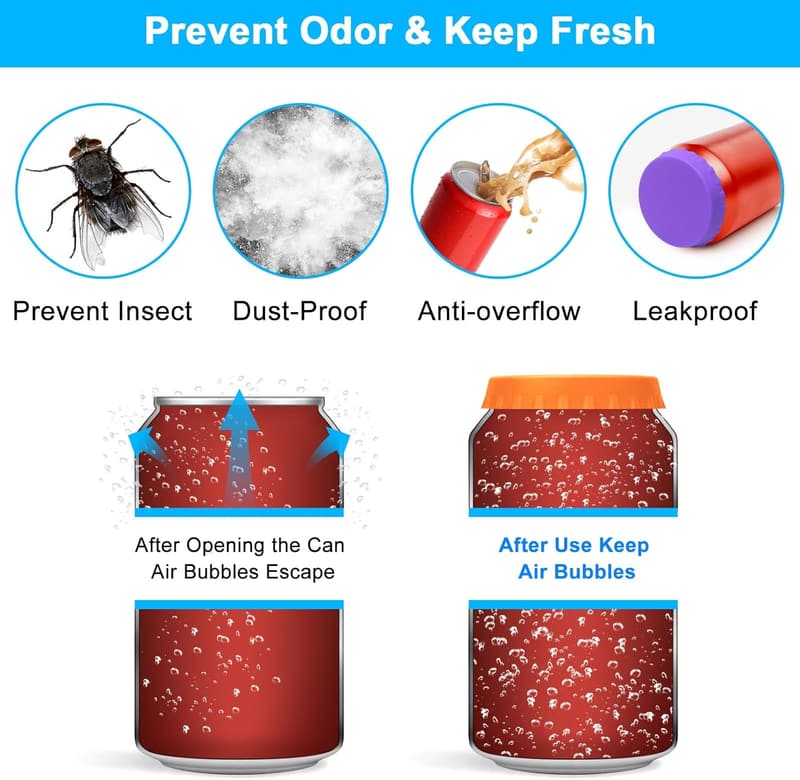 Reusable Silicone Soda Can Covers - 6 Pack, BPA Free