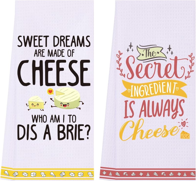 Funny Cheese Kitchen Towels Set - Cute Decorative Dish Towels