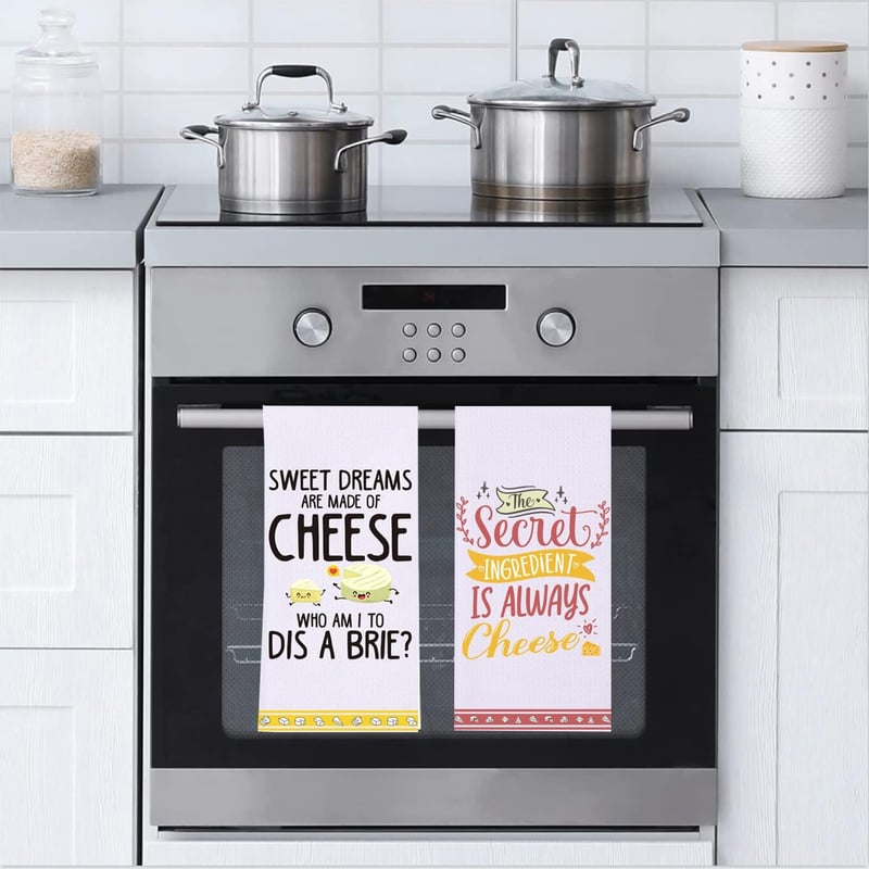 Funny Cheese Kitchen Towels Set - Cute Decorative Dish Towels