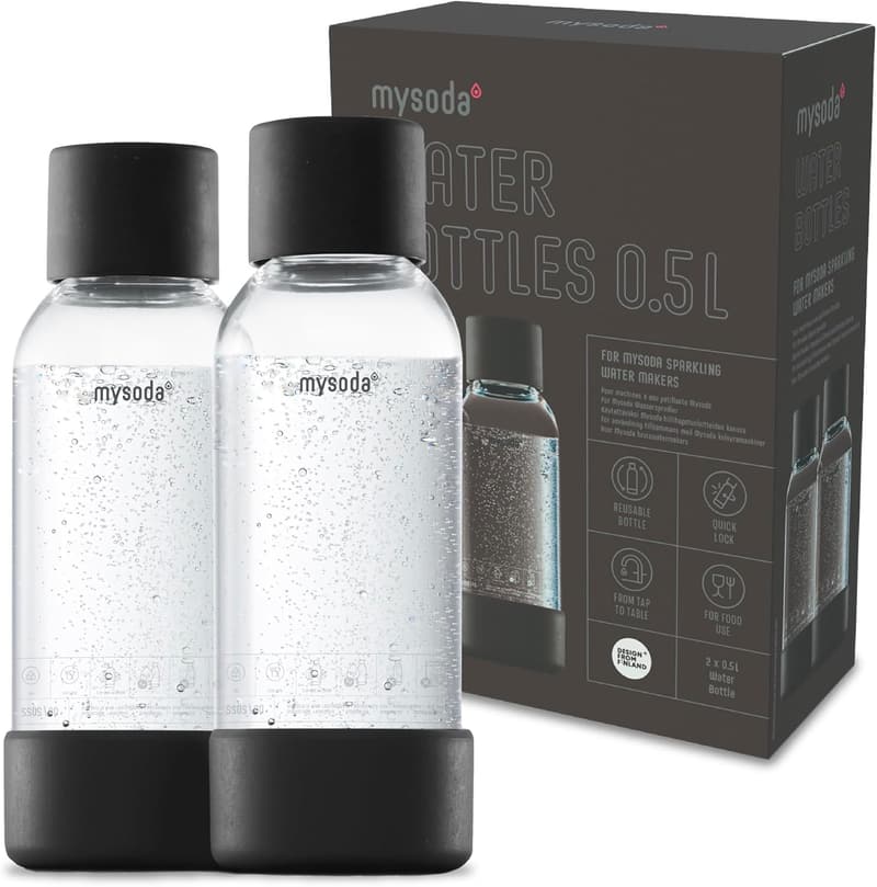 Reusable Carbonating Bottles - 0.5L - BPA Free - Quick-Lock - Black
