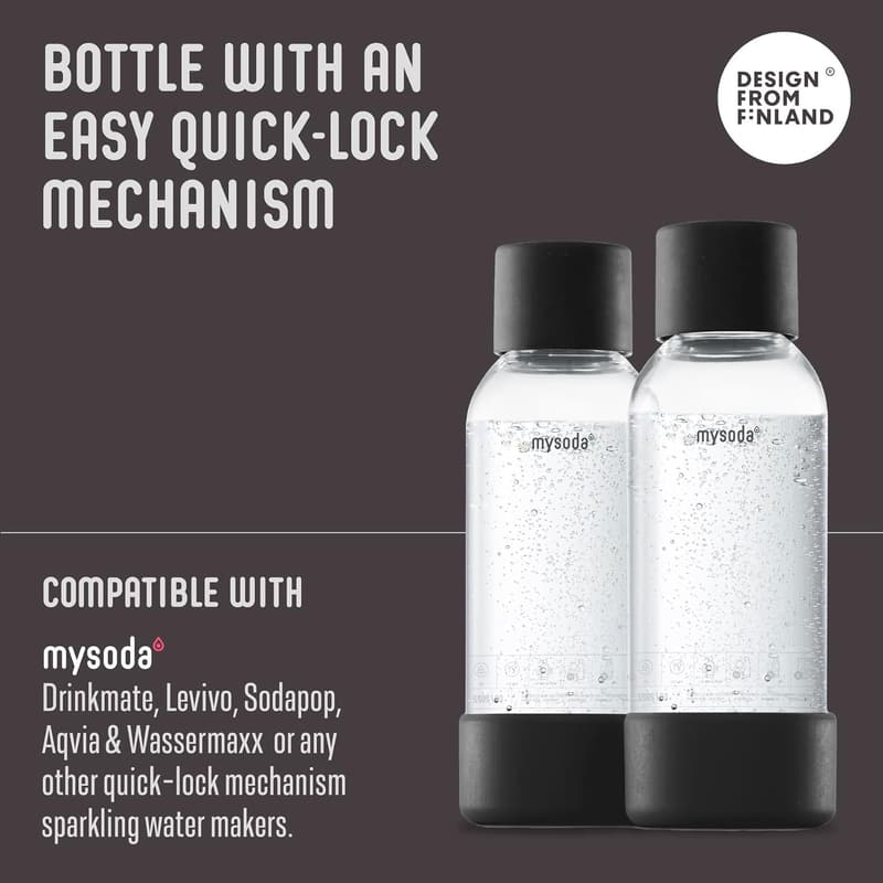 Reusable Carbonating Bottles - 0.5L - BPA Free - Quick-Lock - Black