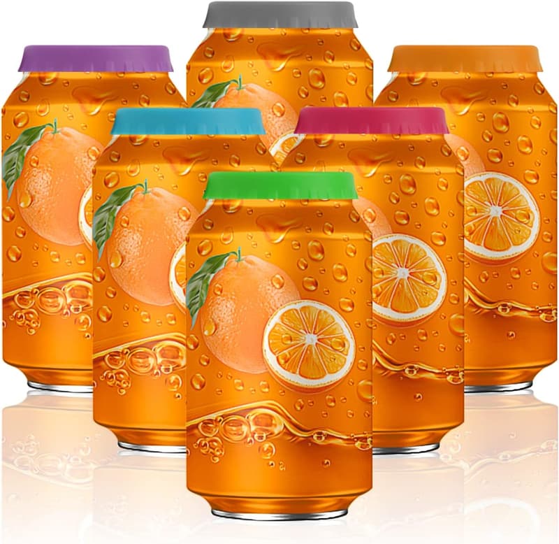 Silicone Beverage Can Covers - 6 Pack, Fits Standard Cans