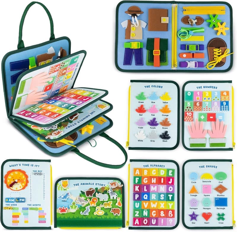 Montessori Busy Board for Toddlers 1-3 | Animal Learning Toy