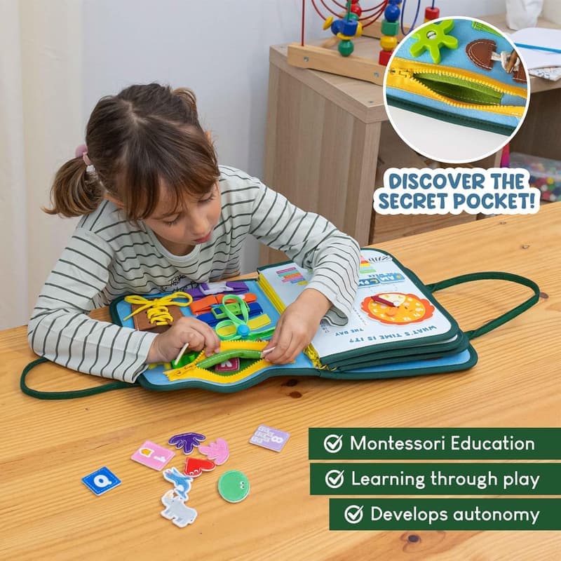 Montessori Busy Board for Toddlers 1-3 | Animal Learning Toy