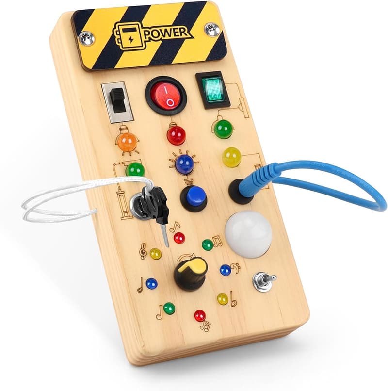 Toddler Busy Board with LED Light - Montessori Sensory Toy