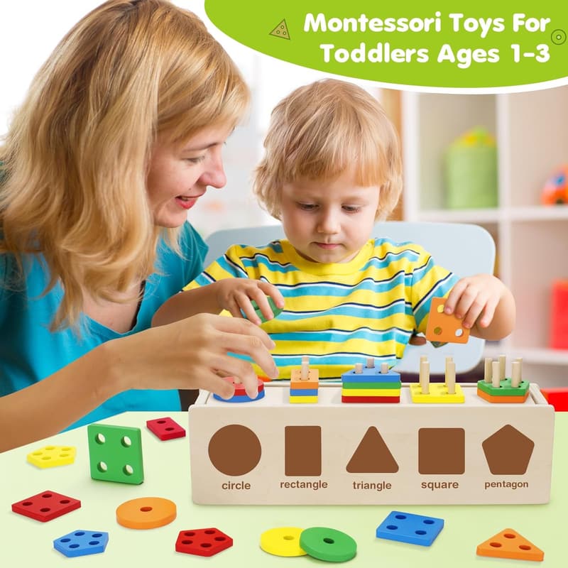 Montessori Wooden Color & Shape Sorting Toy for Toddlers