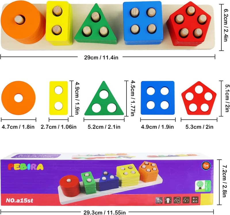 Montessori Sorting & Stacking Toys for Toddlers 1-3 Years