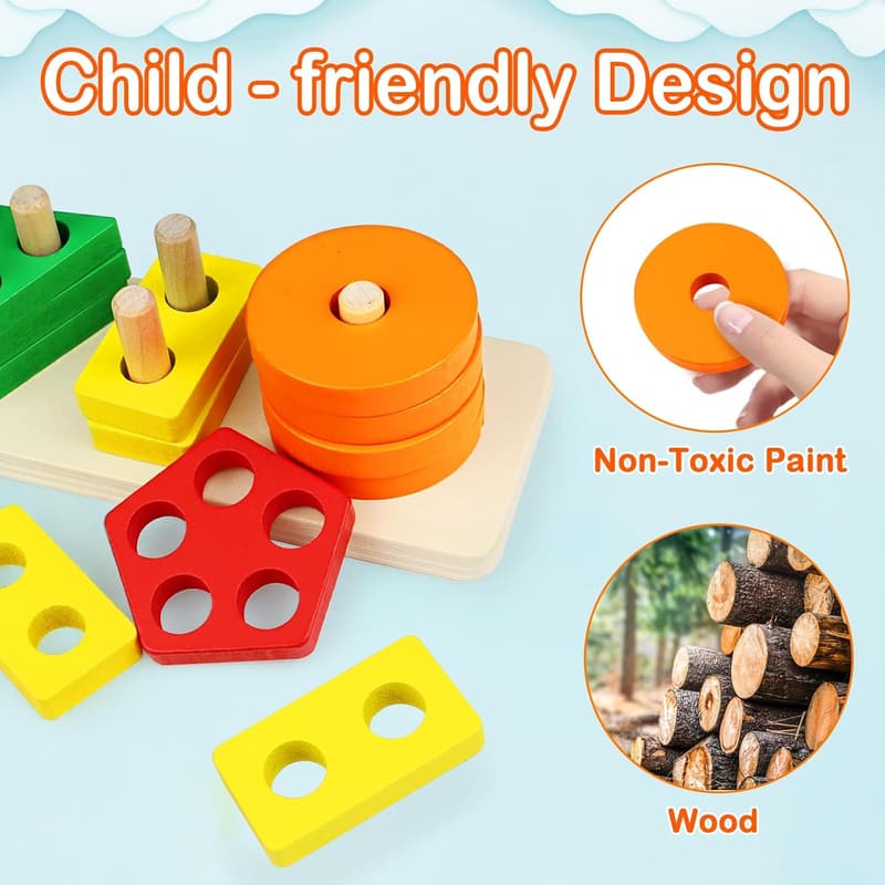Montessori Sorting & Stacking Toys for Toddlers 1-3 Years