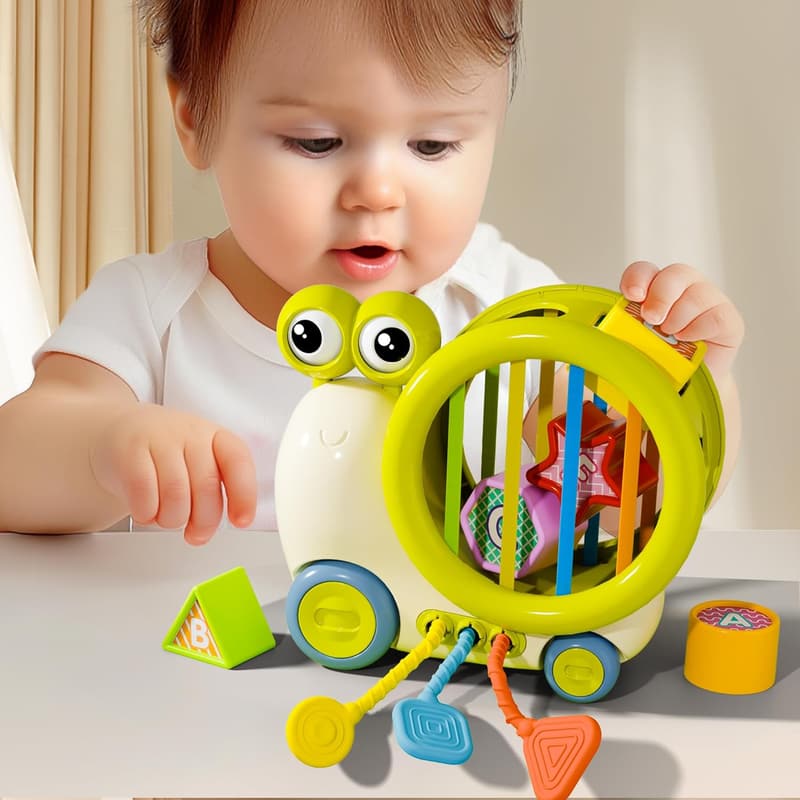 Montessori Baby Snail Activity Cube - Sensory Toy for Toddlers