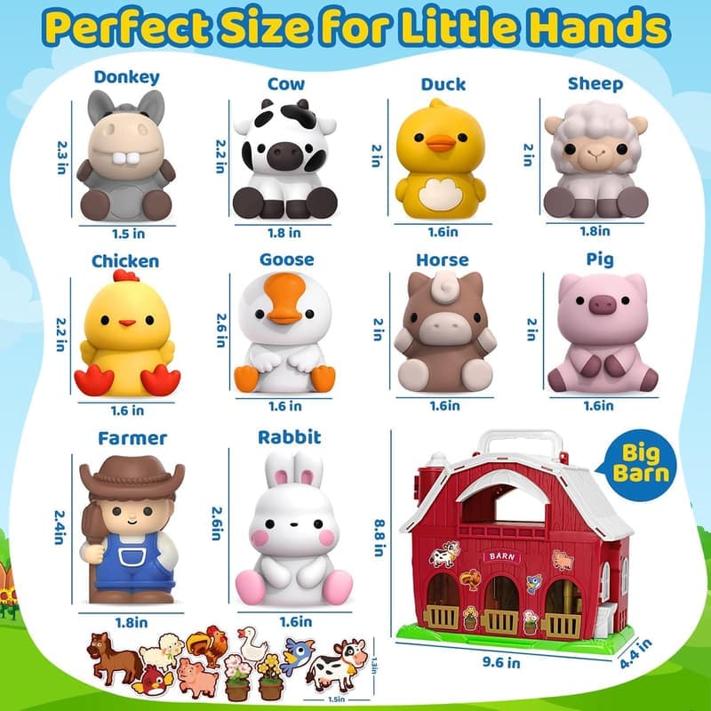 Big Red Barn Animal Playset - Montessori Learning Toy for Toddlers
