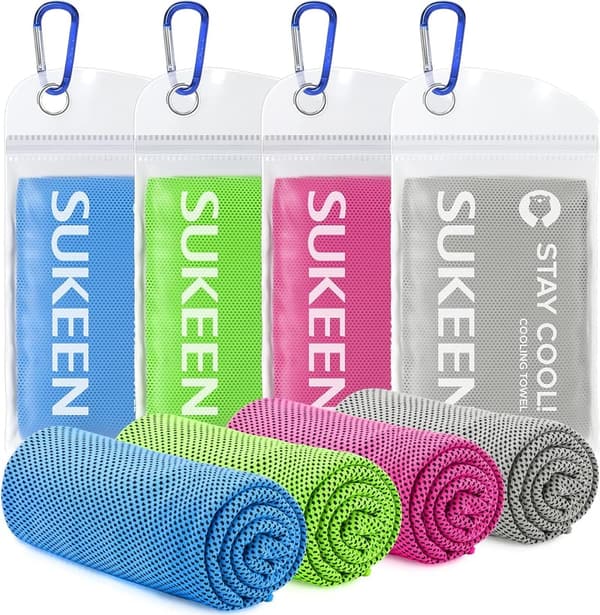 Cooling Towels - 4-Pack Soft Microfiber for Sports & Gym
