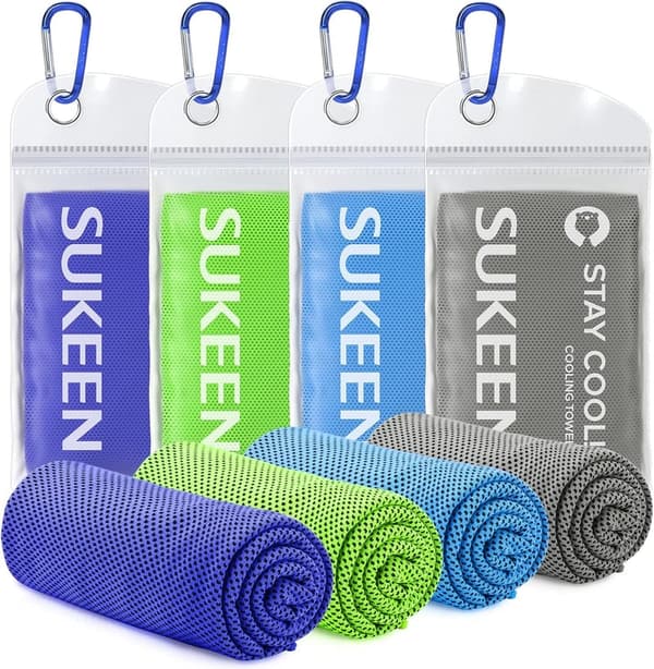 4-Pack Cooling Towels – Soft Microfiber for Sports and Fitness