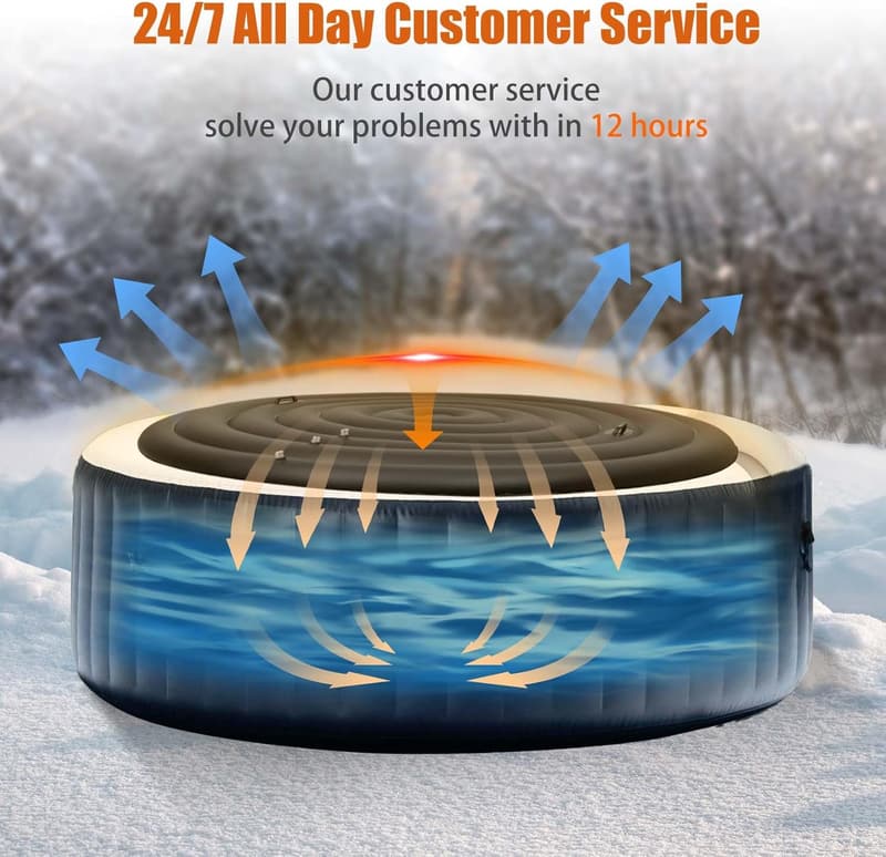 Inflatable Hot Tub Cover for 4-9 Person Spas - Insulated Replacement