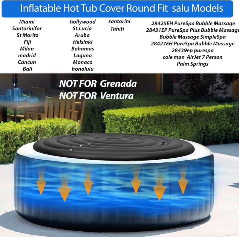 Inflatable Hot Tub Cover for 4-9 Person Spas - Insulated Replacement