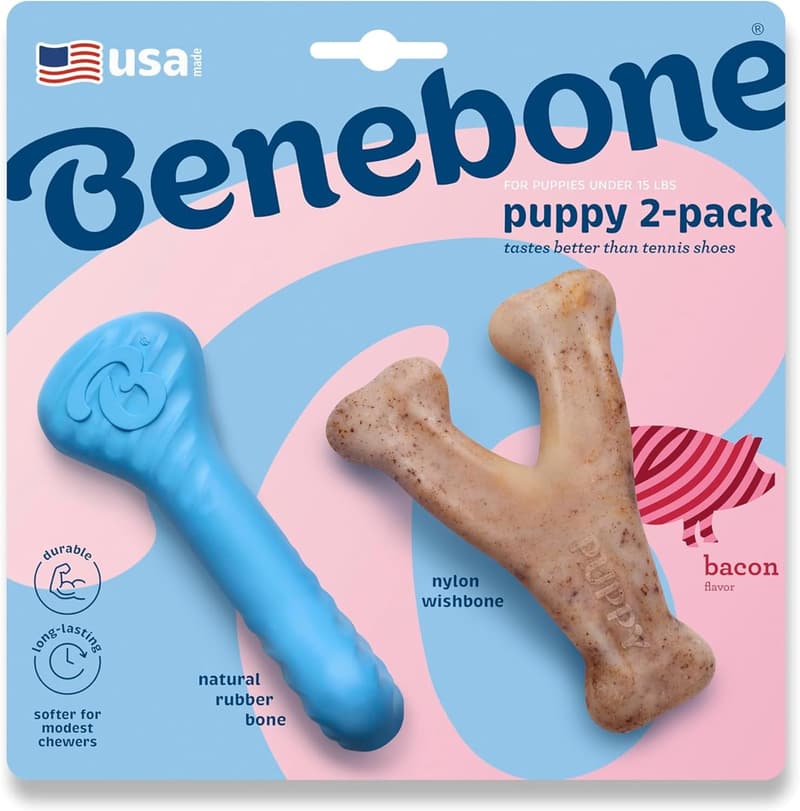 Benebone Tiny Rubber Bone & Wishbone Dog Chew Toys