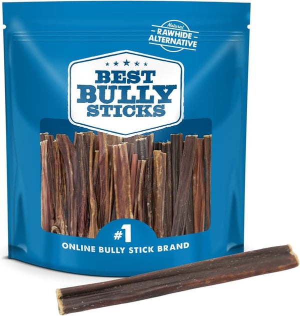 Natural Thin Bully Sticks - 6 Inch, Gullet Snack Pack (25 Count)