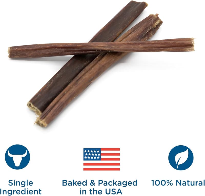 Natural Thin Bully Sticks - 6 Inch, Gullet Snack Pack (25 Count)