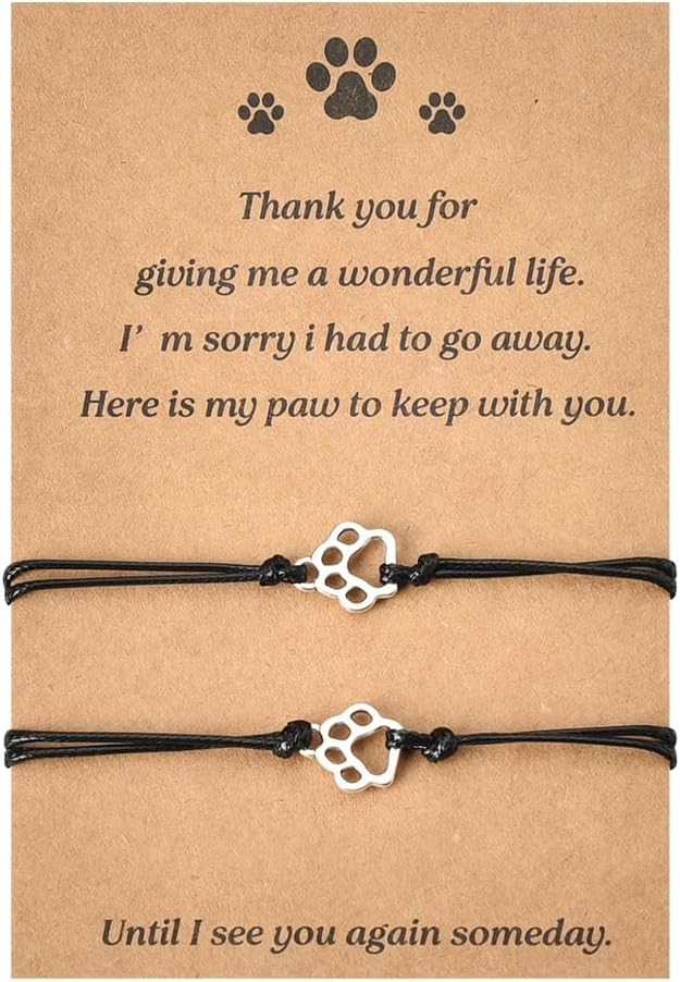Pet Loss Memorial Bracelet - Sympathy Paw Print Gift for Animal Lovers