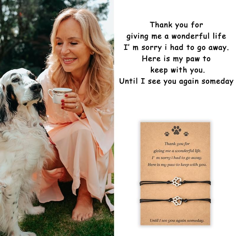 Pet Loss Memorial Bracelet - Sympathy Paw Print Gift for Animal Lovers