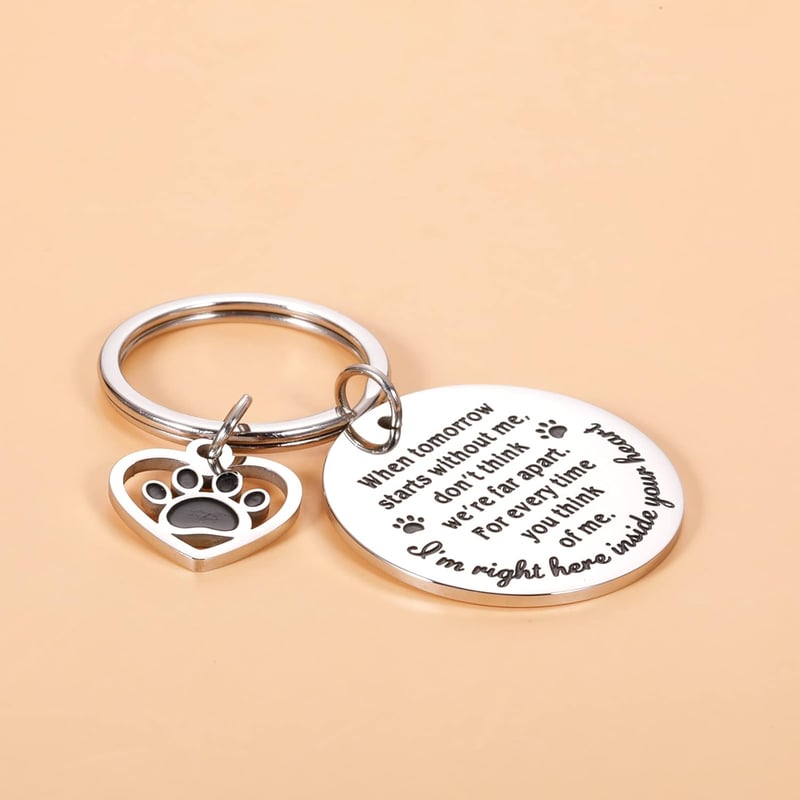 Pet Memorial Keychain - Dog/Cat Remembrance Gift for Pet Lovers