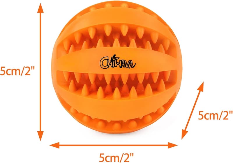 Small Dog Teething Chew Balls - 2 Pack Rubber Dental Toys