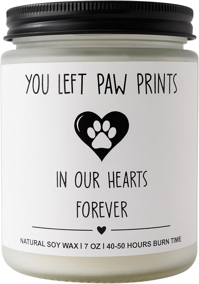 Pet Memorial Candle, Soy Wax Sympathy Gift for Dog Loss