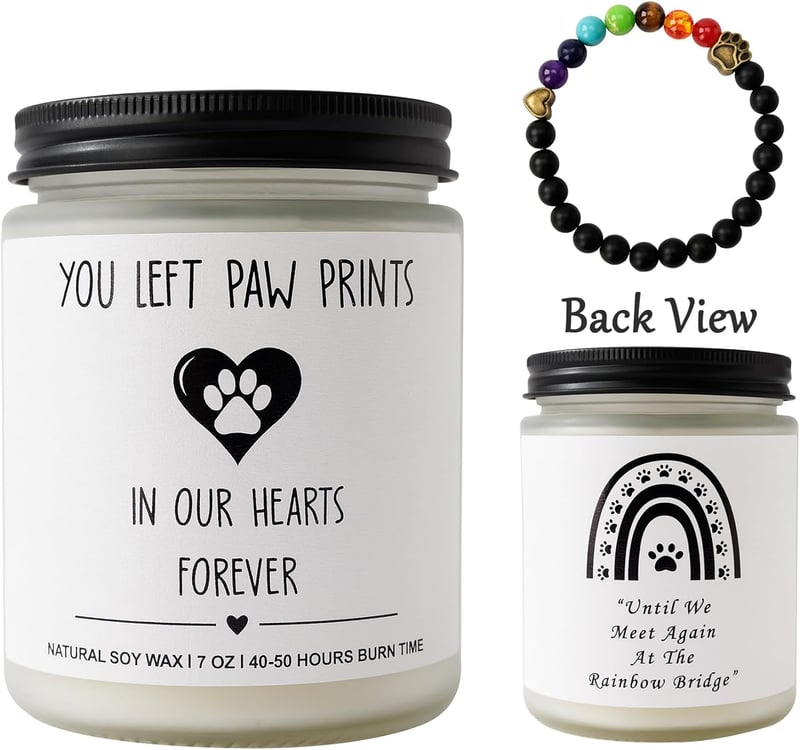 Pet Memorial Candle, Soy Wax Sympathy Gift for Dog Loss