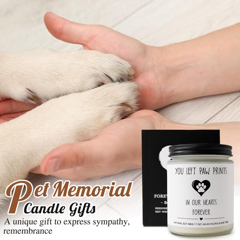 Pet Memorial Candle, Soy Wax Sympathy Gift for Dog Loss