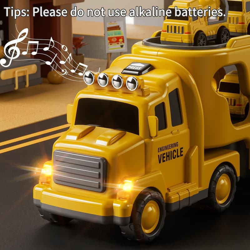 Toddler Construction Truck Set for Boys Ages 3-6