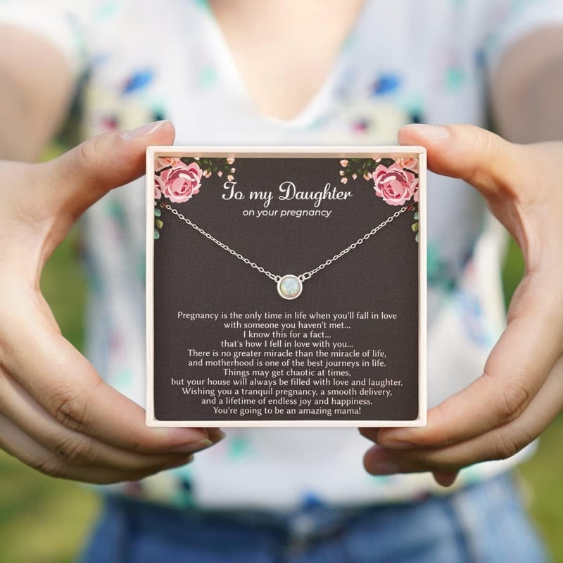 Pregnancy Gift: 925 Sterling Silver White Opal Necklace for Moms