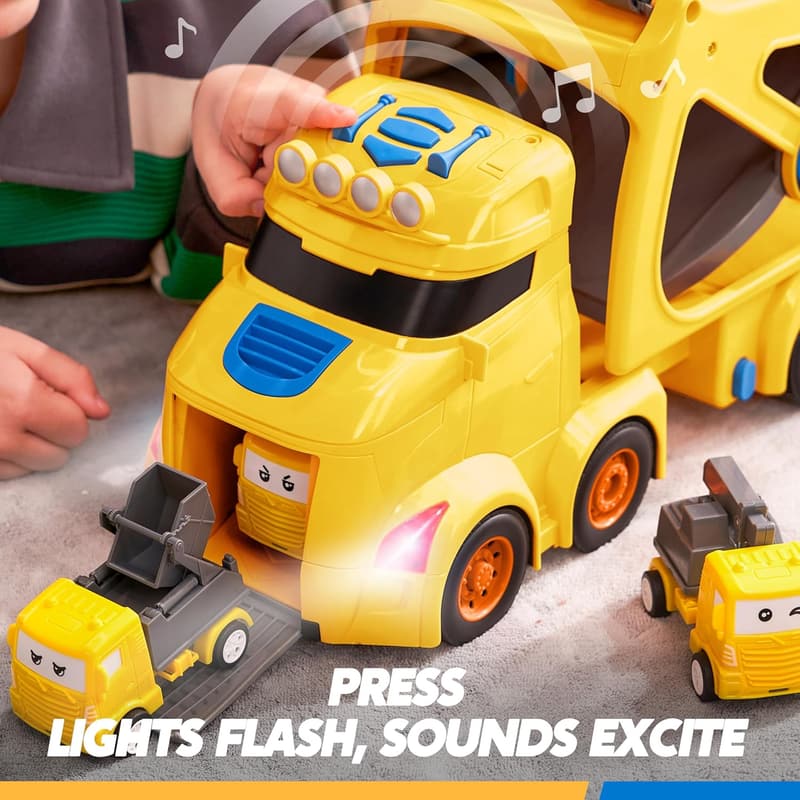 7-in-1 Transport Vehicle Carrier with Toy Cars for Toddlers
